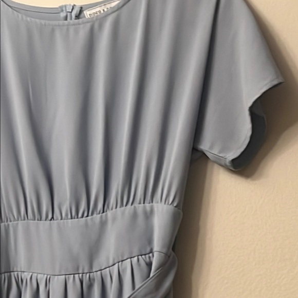 Gray Ruched Midi Sundress with Flutter Sleeves - Picture 3 of 14